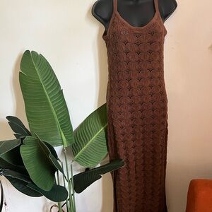 Rhythm Brown Halter Sheath Maxi Dress